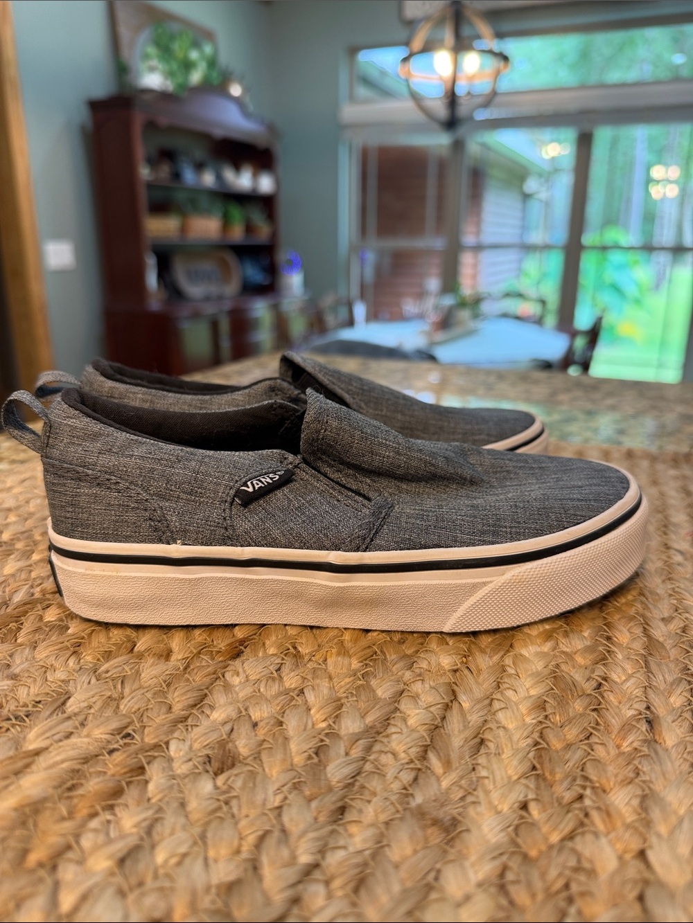 Vans Youth Grey Slip-On Canvas Loafers 13 Youth